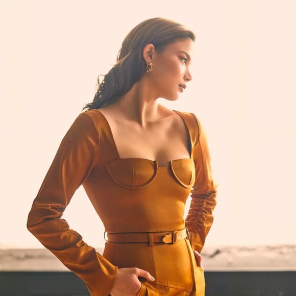 Cognac Bustier Top by Hilary MacMillan - Picture 8 of 8